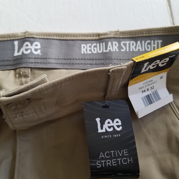 NWT Lee Khaki Pants Reg Straight Active Stretch Size 34x32 - Picture 5 of 6